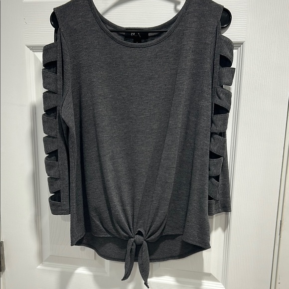 BCX Tops - BCX Gray Sleeveless Tie Front Tank Top